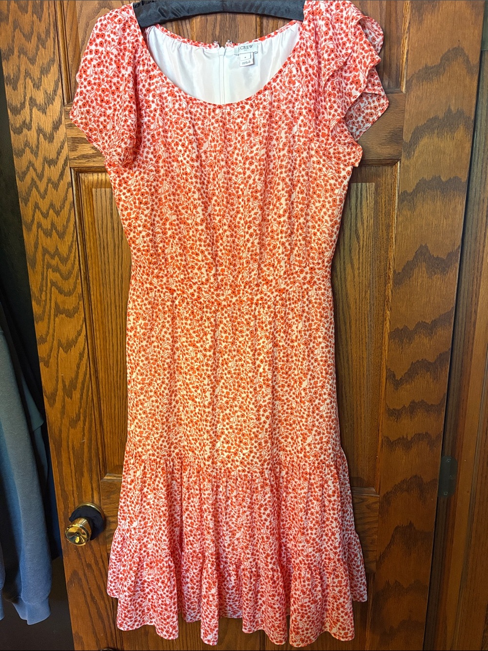J. Crew Coral Print Midi Dress